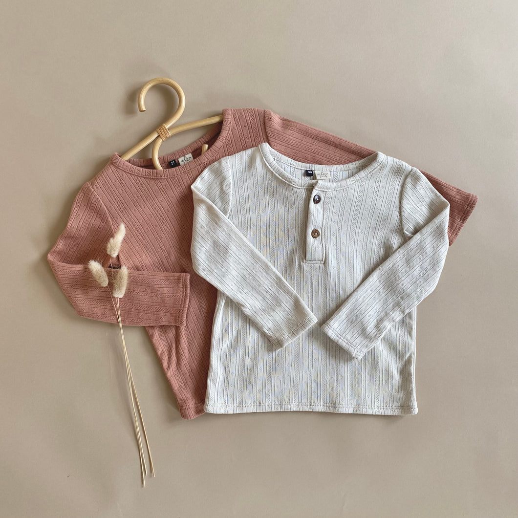 Pointelle Longsleeve Shirt (+ 4 kleuren)